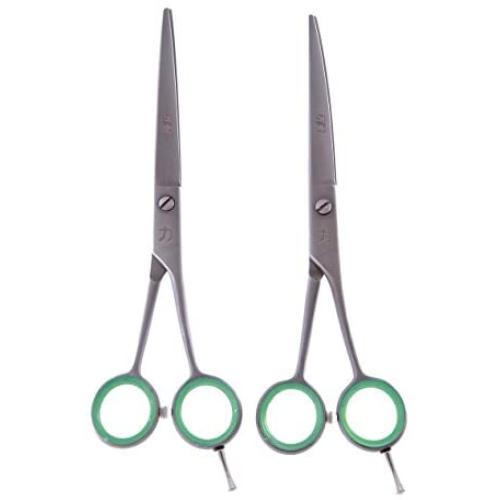 ShearsDirect Straight and Curved, Serated Blade, Professional Shear, 6.5-Inch, Set of 2