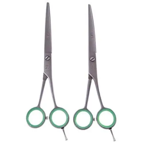 ShearsDirect Straight and Curved, Serated Blade, Professional Shear, 6.5-Inch, Set of 2