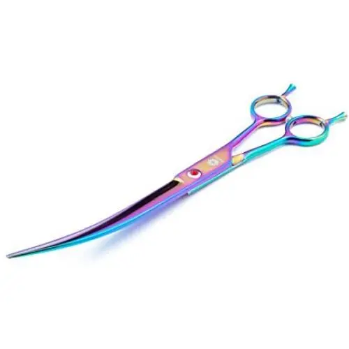 Dream Reach 9'' Twin Tail Professional Pet Dog Two-way Cutting or Curved Scissors,Made of High-end 9CR Stainless Steel (Rainbow) (A-9 inch-Rainbow) Dream Reach 9'' Twin Tail Professional Pet Dog Two-way Cutting or Curved Scissors,Made of High-end 9CR Stainless Steel (Rainbow) (A-9 inch-Rainbow)