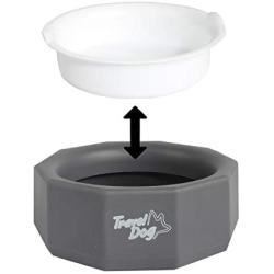 ALL FOR PAWS 2 in 1 Dog Food Water Bowl Pet Spill Free Bowl Portable Travel Puppy Dish Carry Up to 650ml