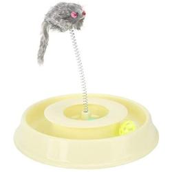 Tnfeeon Pet Cat Playing Toy, Plastic Pet Kitten Playing Board Teaser Funny Interactive Toy Spring Mouse with Bell Ball