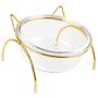 Legendog Cat Bowls Glass, Raised Cat Food Bowl Cat Bowls Elevated, Slow Feeder Cat Bowl to Stress Relief of Whisker Fatigue, Dishwasher Safe