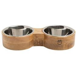 Brave Bark Figure 8 Feeder - Premium Dog and Cat Double Bowl Comes with 2 Stainless Steel Inserts Perfect for Food and Water (Large)