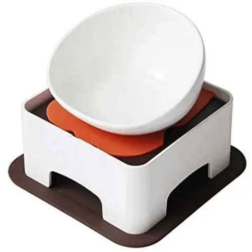 Anlik Pet Feeder for Flat Face Dogs/Cats,Adjustale,Slope Base,Non-Skid Rubber (White) Anlik Pet Feeder for Flat Face Dogs/Cats,Adjustale,Slope Base,Non-Skid Rubber (White)