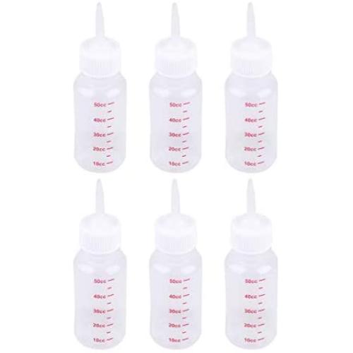 POPETPOP 6pcs 50ml Baby Pet Nursing Bottle - Pointed Nipple Safe Dog Cat Milk Bottle for Small Animal/Cats/Dogs/Puppy/Kitten