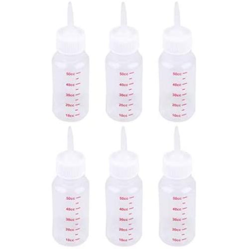 POPETPOP 6pcs 50ml Baby Pet Nursing Bottle - Pointed Nipple Safe Dog Cat Milk Bottle for Small Animal/Cats/Dogs/Puppy/Kitten