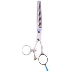ShearsDirect Japanese 440C 22-Tooth Swivel Chunker with Light Blue Gem Stone Tension 7.5-Inch