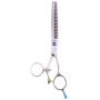 ShearsDirect Japanese 440C 22-Tooth Swivel Chunker with Light Blue Gem Stone Tension 7.5-Inch