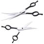 LovinPet 7.5'' Left/Right-Handed Pet Curved Dog Scissor/Safety Blunt-tip Grooming Curved Dog Shear/Professional Home Pet Trimming Dog Grooming Scissors for Dogs and Cats (Easy Use)