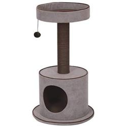 PetPals Steppe - Chenille Two Level Cat Tree with Spacopis Perches & Condo