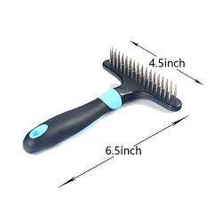 Pet Beauty Hair Brush Comb Blue Double Row Stainless SteelNail Needle Undercoat Rake for Dogs Cats Short Long Curly Wiry Hair Coats