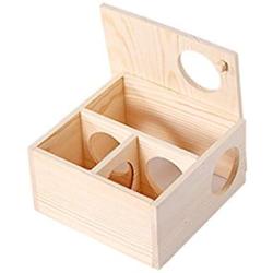 Hamster Pine Wood Chamber Hideout, Multi-Chamber Hamster House Maze - Small Pets House Habitats Decor for Hamster Mice Gerbils Mouse