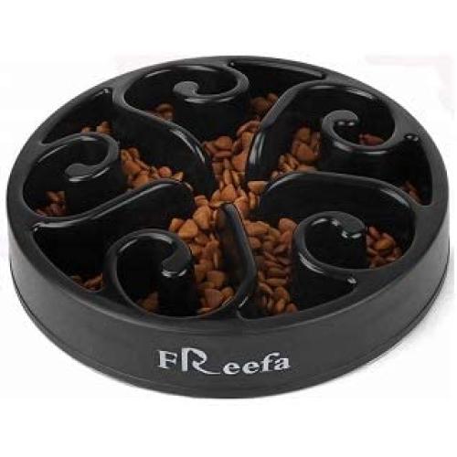 Freefa Slow Feeder Dog Bowl Bloat Stop Dog Food Bowl Maze Interactive Puzzle Non Skid, Come with Free Travel Bowl (Black1, for Large Dogs)