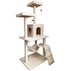 HENGFU Cat Kitten Tree Activity Centre Climbing Tower Stable with Sisal Scratching Post Condo Hammock Cat Scratcher Play Toy