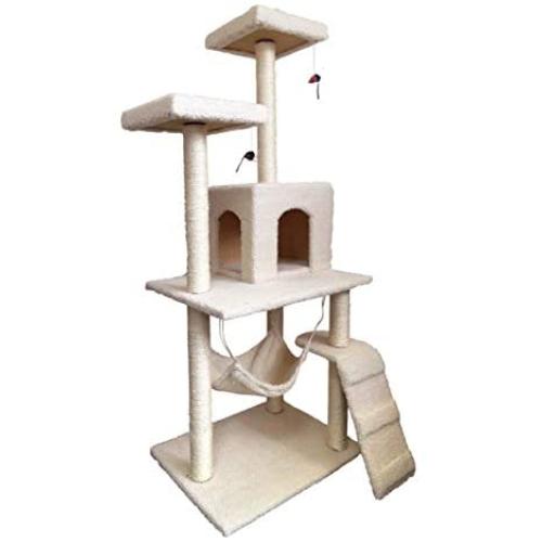 HENGFU Cat Kitten Tree Activity Centre Climbing Tower Stable with Sisal Scratching Post Condo Hammock Cat Scratcher Play Toy