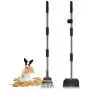 Rednut Dog Pooper Scooper, Upgraded 2 Pack Tray and Spade Poop Scoop Adjustable Long Handle Metal Tray and Rake, No Bending Clean Up for Large and Small Dogs(B)