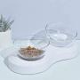 ELSPET Raised Cat Dog Bowl/Cat Dish/Elevated Cat Food Water Bowl, 0°/20° Tilted Transparent Raised Pet Feeding Bowl with Anti-Slip Base for Cat and Small Dog