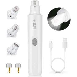 Croci Dog Nail Grinder with LED Light Quiet 15h Working Time - Professional 2-Speed Pet Nail Trimmer Electric Rechargeable Pet Nail Grinder Nail File for Large Medium Small Dogs and Cats
