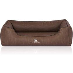 Knuffelwuff Artificial Leather Orthopaedic Dog Bed Rockland XXL Large 120 x 85cm Brown