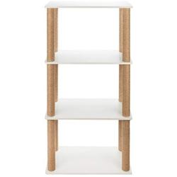 LOVEPET Luxury Cat House Bookshelf Rack Large Cat Tower，Cat Furniture,Cat Jumping Platform,White (15'' X 30'' X 58.3'')