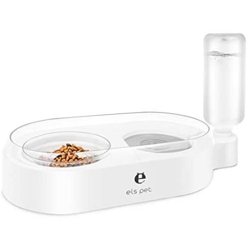 QUXIANG Double Dog Cat Bowls Gravity Pet Food Feeder and Water Dispensers Pet Automatic Water Dispenser Detachable Dog Feeder Bowl No-Spill Pet Food Water Bowls Suit for Cats and Medium/Small Dogs