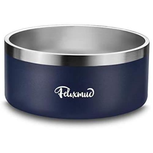Felixmuc Dog Bowl Stainless Steel Dog Water Bowl Non-Slip Dog Food Bowls Pet Feeder Bowls for Large Medium Dogs Cats, Holds 64 Ounces