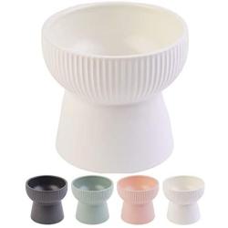 Raised Dog Cat Bowl – Handcrafted Ceramic Elevated Pet Bowls – Stable and Sturdy Design – Comfortable and Safe Eating – Prevents Fast Eating and Vomiting - Porcelain Tilted Food & Water Bowls