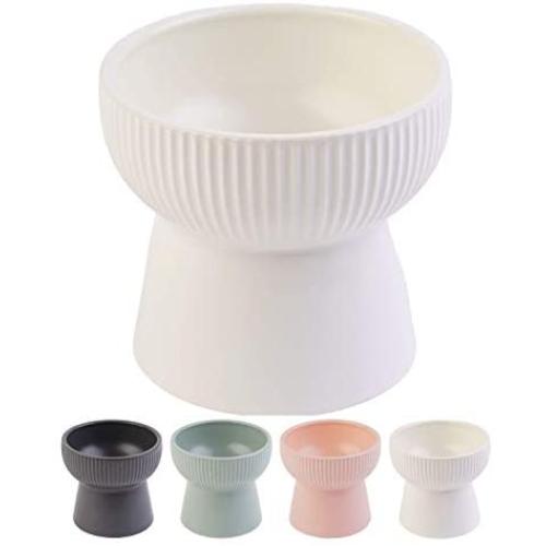 Raised Dog Cat Bowl – Handcrafted Ceramic Elevated Pet Bowls – Stable and Sturdy Design – Comfortable and Safe Eating – Prevents Fast Eating and Vomiting - Porcelain Tilted Food & Water Bowls