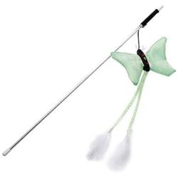ocijf179 Cat Teaser Pet Cat Kitten Teaser Butterfly Play Stick Rod Wand Scratch Interactive Toy - Green