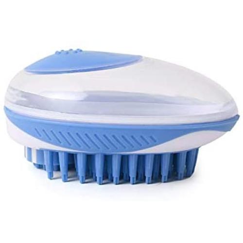 2 in 1 Pet Silicone Bath Brush Shampoo Dispenser for Pet Grooming Deshedding Soft Silicone Bristles Perfect for Washing, Shampooing, Massaging Long, Short Hair and Remove Loose Fur for cat Dog