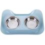 UUME Pets Cute Pet Products Stainless Steel Double Bowl Cat Supplies Feeder Dog Bowls Cat Bowls Bowls(Blue)