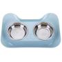 UUME Pets Cute Pet Products Stainless Steel Double Bowl Cat Supplies Feeder Dog Bowls Cat Bowls Bowls(Blue)