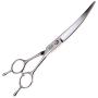 Pet Grooming Scissors,7'' Professional Dog Cat Grooming Shears with Round Tip Stainless Steel Strong and Sharp Blade Heavy Duty Thinning Curved Cutting Straight Tool Set (Curved Down Scissors)
