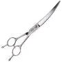 Pet Grooming Scissors,7'' Professional Dog Cat Grooming Shears with Round Tip Stainless Steel Strong and Sharp Blade Heavy Duty Thinning Curved Cutting Straight Tool Set (Curved Down Scissors)