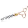 Purple Dragon 7.0'' 3 in 1 Gold Professional Pet Grooming Chunker Scissors - Downward Curved Shears and Dog Hair Cutting Scissor with Pet Comb for Pet Groomer or Family DIY Use