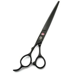 7/8 inch Left Handed Dog Hair Cutting/Chunker Shears, Pet Grooming Japanese 440C Thinning/Blending/Texturizing Scissors , 23 Teeth Fishbone-shaped Chunker (C-7 inch-Black Cutting Scissor)