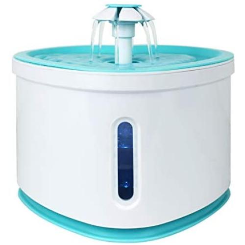 Cat and Dog Water Fountain, Ultra Quiet Water Level Window with LED Light, USB Charging Automatic Drinking Dispenser for Pets,Blue
