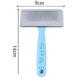 Bouddha Dog Brush with Stainless Steel Comb Teeth, Pet Cat Deshedding Brush for Removing Matted Fur & Knots Anti-Slip Pet Grooming Comb Tool(Blue)