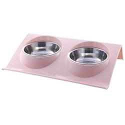 MXCELL Double Dog Bowl Pet Feeding Station, Stainless Steel Water and Food Bowls with Nonslip Raised PP Station, Premium Quality Dog Bowl Holder for Medium Dogs Cats Puppies