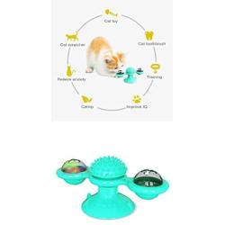 DOITPE Windmill Cat Toy Turntable Teasing Pet Toy Scratching Tickle Cats Hair Brush Funny