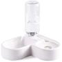 Luck Dawn Dog Cat Double Bowls, Pet Food and Water Feeder Bowls with Automatic Water Bottle No-Spill Resin Station for Cat Small Dog Puppy Kitten Rabbit