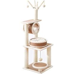 S-Lifeeling Cat Tree Cat Climbing Frame Sisal Small Cat Scratching Column Cat Tower Cat Litter Cat Jumping Platform Rattan Mat Cat Scratching Board