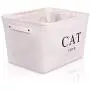 GUMEW White Canvas Cat Toy Basket Box for Cats Toy Storage. Size: 16in x 12.5ins x 7.5ins GUMEW White Canvas Cat Toy Basket Box for Cats Toy Storage. Size: 16in x 12.5ins x 7.5ins