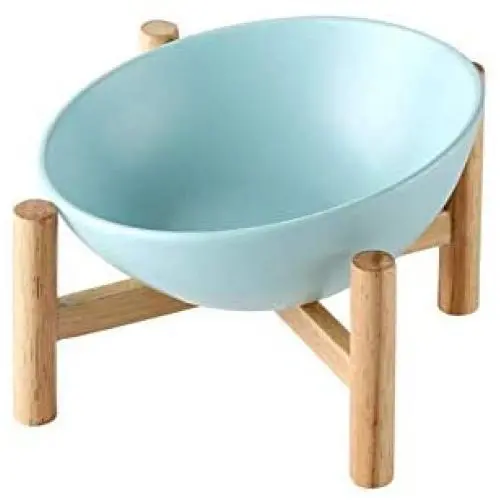 gutongyuan Ceramic Tilted Elevated Raised Pet Bowl with Wood Stand for Cats and Dogs No Spill Pet Food Water Feeder gutongyuan Ceramic Tilted Elevated Raised Pet Bowl with Wood Stand for Cats and Dogs No Spill Pet Food Water Feeder