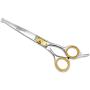 Sharf Dog Grooming Scissors, Gold Touch 6.5 Inch Curved Sharp Professional Pet Grooming Shear with Safety Round Tip, Ball Point for Safe and Easy Use Even for Nose, Ear and Face