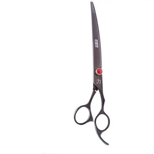ShearsDirect Curved Titanium Shear with Gem Stone Tension and Ergonomic Handle Design Case Included Scissors, 8.5'', Black ShearsDirect Curved Titanium Shear with Gem Stone Tension and Ergonomic Handle Design Case Included Scissors, 8.5'', Black