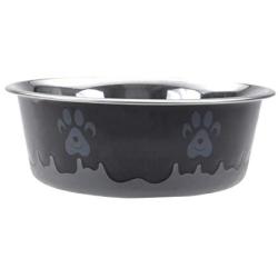 Maslow Design Series Non-Skid Paw Design Bowl, Black/Grey, 54 oz/6.75 Cup