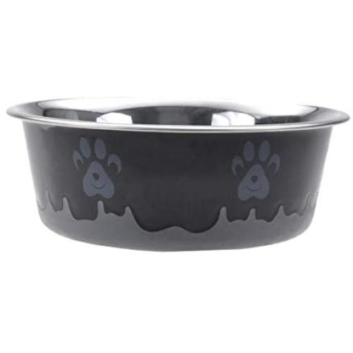 Maslow Design Series Non-Skid Paw Design Bowl, Black/Grey, 54 oz/6.75 Cup