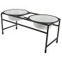 Platinum Pets Double Diner Feeder with Stainless Steel Cat Bowls, 6 oz, White