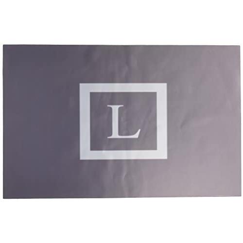 KESS InHouse Kess Original Monogram Solid Grey Letter L Feeding Mat for Pet Bowl, 24 by 15-Inch